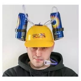 Каска с отверстиями под банки «Работа не волк, в лес не убежит», обхват головы 56-58 см