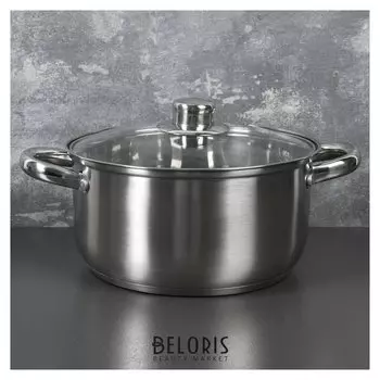 Кастрюля 4,2 л "Гретте", D=22 см, со стеклянной крышкой, капсульное дно