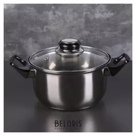 Кастрюля «Чёрная ночь», 1,5 л, стеклянная крышка