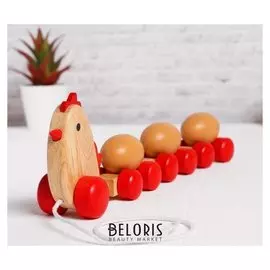 Каталка на верёвочке «Курочка с яичками»