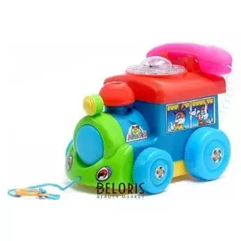 Каталка «Паровоз с телефоном» на верёвке