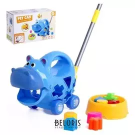 Каталка-сортер логическая «Бегемотик» на палке