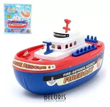 Катер «Пожарная лодка» работает от батареек, брызгает водой