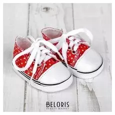 Кеды для кукол «Горошек», длина стопы: 7 см, цвет красный