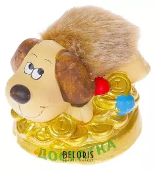 Керамика фигурка "Пёс на деньгах" 4х6х7 см