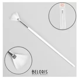 Кисть для дизайна ногтей «Веер», 18,5 см, голова 25 × 15 мм, цвет белый