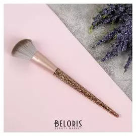 Кисть для макияжа «Gloss», скошенная, в чехле, цвет золотой