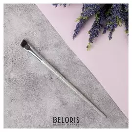 Кисть для макияжа Shine, скошенная, 17,2 см, в чехле, цвет серебряный