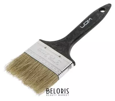 Кисть плоская Lom, натуральная щетина, пластиковая рукоятка, 3", 75 мм