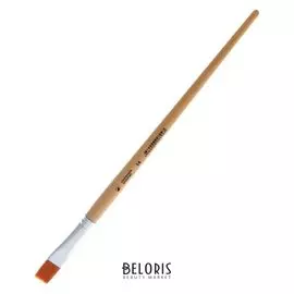 Кисть синтетика плоская, серия "Хобби" упругая №14, D-14 мм, L-18 мм (Удлинённая ручка)