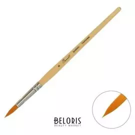 Кисть «Сонет» № 6, синтетика, круглая, короткая ручка, D=6 мм, покрытая лаком