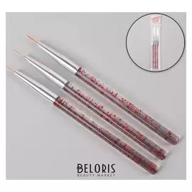 Кисти для дизайна ногтей, 3 шт, 13,5 см, цвет прозрачный