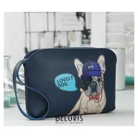 Клатч, отдел на молнии, с ручкой, цвет синий