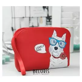 Клатч, отдел на молнии, с ручкой, цвет красный