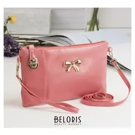 Клатч женский, 1 отдел перегородкой, наружный карман, с ручкой, длинный ремень, цвет коралловый