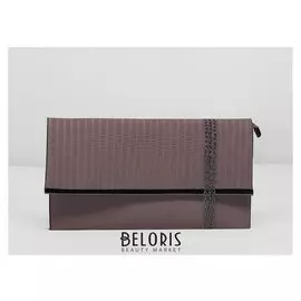 Клатч женский, 3 отдела на клапане, длинная цепь, цвет коричневый