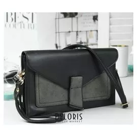 Клатч женский, 3 отдела на молнии, наружный карман, с ручкой, регулируемый ремень, цвет чёрный