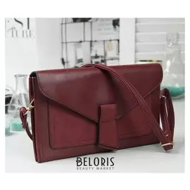 Клатч женский, 3 отдела на молнии, наружный карман, с ручкой, регулируемый ремень, цвет бордовый