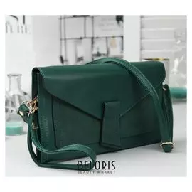 Клатч женский, 3 отдела на молнии, наружный карман, с ручкой, регулируемый ремень, цвет зелёный