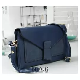 Клатч женский, 3 отдела на молнии, наружный карман, с ручкой, регулируемый ремень, цвет синий