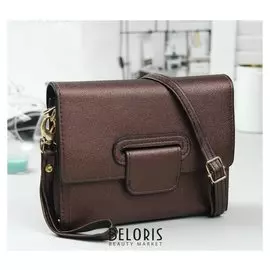 Клатч женский, 3 отдела на молнии, с ручкой, регулируемый ремень, цвет коричневый