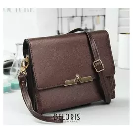 Клатч женский, 3 отдела на молнии, с ручкой, регулируемый ремень, цвет коричневый