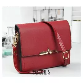 Клатч женский, 3 отдела на молнии, с ручкой, регулируемый ремень, цвет бордовый