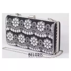 Клатч женский, отдел на фермуаре, длинная цепь, цвет чёрный