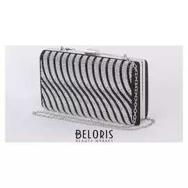 Клатч женский, отдел на фермуаре, длинная цепь, цвет чёрный