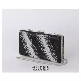 Клатч женский, отдел на фермуаре, длинная цепь, цвет чёрный