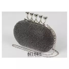 Клатч женский, отдел на фермуаре, длинная цепь, цвет чёрный