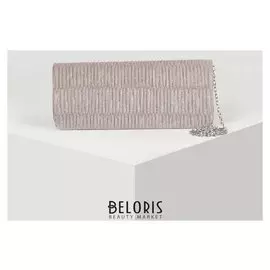 Клатч женский, отдел на клапане, длинная цепь, цвет розовый