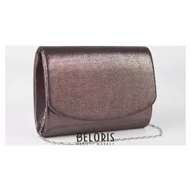 Клатч женский, отдел на клапане, длинная цепь, цвет коричневый