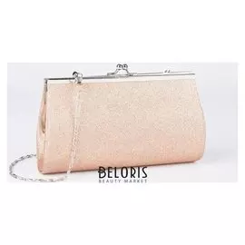 Клатч женский, отдел на клапане, длинная цепь, цвет розовый