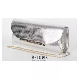 Клатч женский, отдел на магните, длинная цепь, цвет серебристый