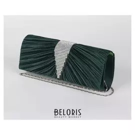 Клатч женский, отдел на магните, длинная цепь, цвет зелёный