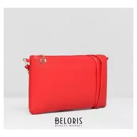 Клатч женский, отдел на молнии, длинный ремень, цвет красный