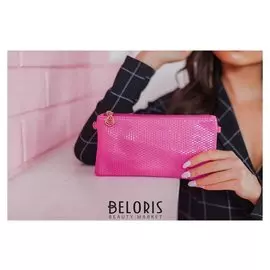Клатч женский, отдел на молнии на молнии, длинный ремень, цвет розовый