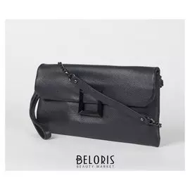 Клатч женский, отдел на молнии, наружный карман, с ручкой, длинная цепь, цвет серый