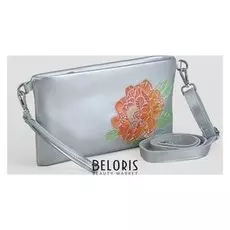 Клатч женский, отдел на молнии, наружный карман, с ручкой, длинный ремень, цвет серебристый