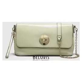 Клатч женский, отдел на молнии, наружный карман, с ручкой, длинная цепь, цвет зелёный