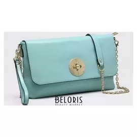 Клатч женский, отдел на молнии, наружный карман, с ручкой, длинная цепь, цвет голубой