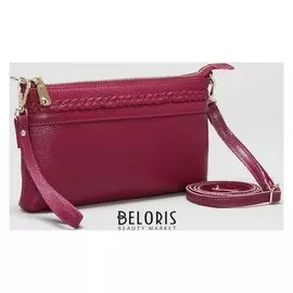 Клатч женский, отдел на молнии с перегородкой, с ручкой, наружный карман, длинный ремень, цвет малиновый