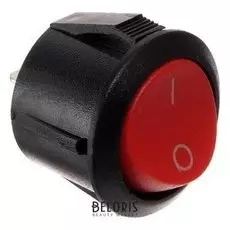 Клавишный выключатель круглый, 250 В, 6 А, On-off, 2c, красный, розничная упаковка.