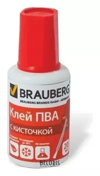 Клей ПВА Brauberg, 20гр, с кисточкой, морозостойкий