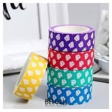 Клейкая лента бумага "Листья" набор 6 шт ширина 1,5 см намотка 5 метров