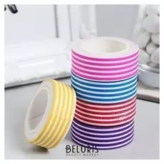 Клейкая лента бумага "Полоски" набор 6 шт ширина 1,5 см намотка 5 метров