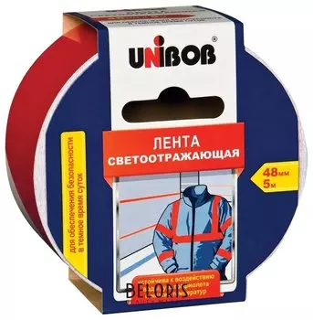 Клейкая лента светоотражающая 48 мм х 5 м, красно-белая, износоустойчивая, европодвес