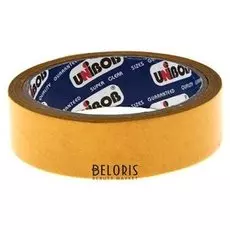 Клейкая лента Unibob двухсторонняя, прозрачная основа 25ммх10м