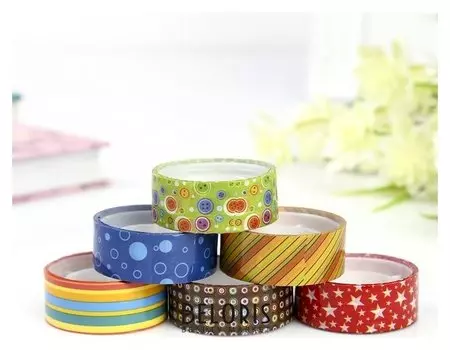 Клейкие ленты 15 мм х 5 м, декоративные, (Набор 6 шт) №2